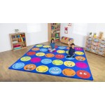 Covor mare 3x3 m pentru Copii cu Emoticoane exprimand emotii, Covor Multicolor mesaje in engleza